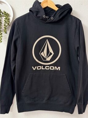 Volcom Black Pullover Hoodie with Cream Logo